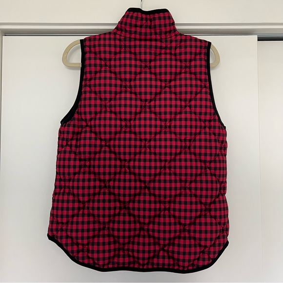 JCREW‎ Factory Quilted Gingham Puffer Vest, Red & Black, M - Picture 5 of 6